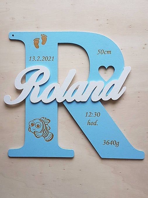 Drevené písmeno s menom cca 30cm