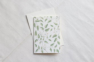 Papiernictvo - Akvarelová pohľadnica | zelená ilustrácia rastliniek - 13038211_