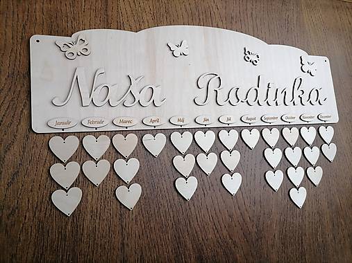 Polotovary - Rodinný kalendár s nápisom naša rodinka prírodný - 13034873_
