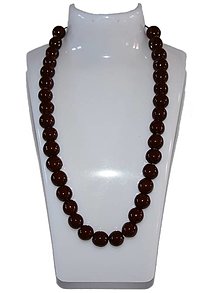 Náhrdelníky - Keramický náhrdelník, tmavohnedé korálky - 13037699_