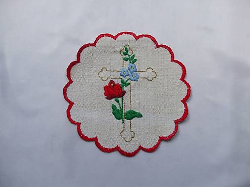 Úžitkový textil - Ručne vyšívaná dečka PS18 kruh priemer 15 cm - 13041395_