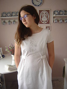 Šaty - Ľanové šaty s výšivkou - 13042891_