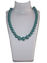 Náhrdelníky - Keramický náhrdelník, bledomodré korálky - 13040080_
