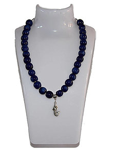 Náhrdelníky - Keramický náhrdelník, tmavomodré korálky, prívesok Morská panna - 13040051_