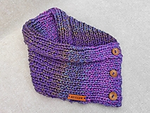 Detský ručne pletený nákrčník (fialový melírovaný)