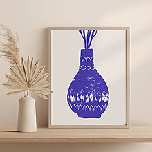 Grafika - Print s modrou vázou - 13040845_