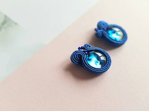 Náušnice - Johanna - dark blue - soutache earring - ručne šité šujtášové náušnice - 13044803_