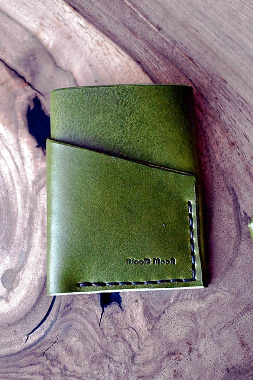  - kožená minimalistická origami peňaženka (Zelená) - 13047295_