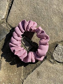 Ozdoby do vlasov - Scrunchie gumička z ľanu - úzka  (Ružová) - 13045362_
