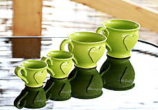 Nádoby - Keramická šálka so srdiečkom Espresso 50 ml zelená - 13052099_