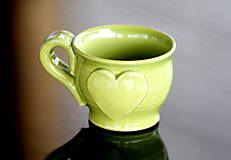 Nádoby - Keramická šálka so srdiečkom Espresso 50 ml zelená - 13052118_