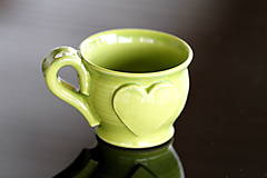 Nádoby - Keramická šálka so srdiečkom Espresso 50 ml zelená - 13052119_