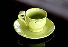 Nádoby - Keramická šálka so srdiečkom Espresso 50 ml zelená - 13052120_