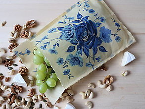 Úžitkový textil - Voskovrecko na desiatu 25cm x 20cm (Modré ruže) - 13047973_