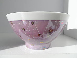 Nádoby - ružovo-fialková miska s kresbou ZĽAVA8€ - 13052838_