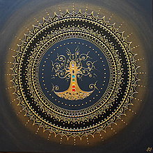 Obrazy - Mandala STROM ŽIVOTA (gold-black) 50 X 50 - 13052526_