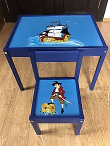 Nábytok - Stolík a stolička pre deti- pirátska loď, pirát - 13048216_