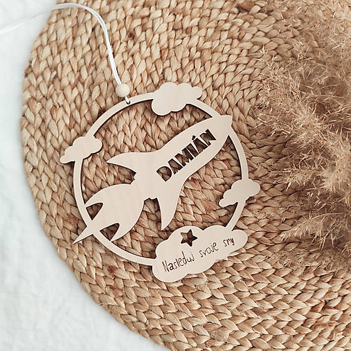 Dekorácie - Kruh s menom - Raketa - 13057570_