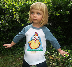 Detské oblečenie - Raglánové detské tričko - ilustrácia sliepka - 13055973_