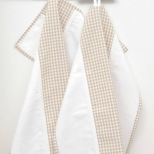 Úžitkový textil - DORKA - bežové káro malé - utierka 60x40 - 13054322_