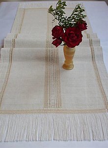 Úžitkový textil - Ručne vyšívaný obrus - behúň "Ažúr" A4 156 x 48 cm - 13054800_