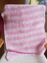 Detský textil - Ručně pletená žinylková deka pro miminko - pruhovaná - 13055029_
