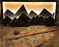  - Drevený obraz - hory - LED - 13057530_