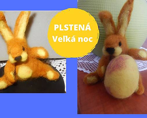 Dekorácie - Plstený zajačik s vajíčkom - 13058845_