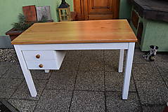 Nábytok - Masívny písací stôl s dvomi šuflíkmi - 13064743_