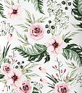 Textil - Ružové kvety, extra kvalitný 100 % bavlnený satén, šírka 160 cm - 13062430_