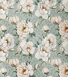 Textil - biele ruže, extra kvalitný 100 % bavlnený satén, šírka 160 cm - 13062429_