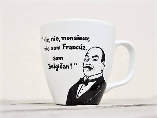  - Maľovaný hrnček - Hercule Poirot (400,350 ml - Nie som Francúz) - 13063413_