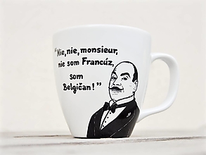 Nádoby - Maľovaný hrnček - Hercule Poirot (400,350 ml - Nie som Francúz) - 13063413_
