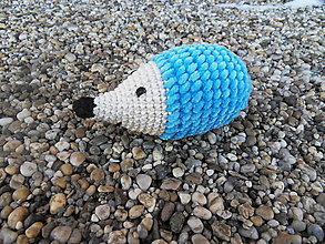 Hračky - Malý háčkovaný ježko - modrý - 13065124_