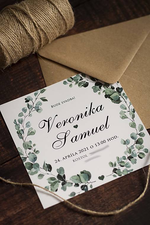 Papiernictvo - Svadobné oznámenie "Tmavozelený venček" - 13063570_