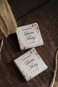 Darčeky pre svadobčanov - Svadobné čokoládky " Ružový kvet " - 13063654_