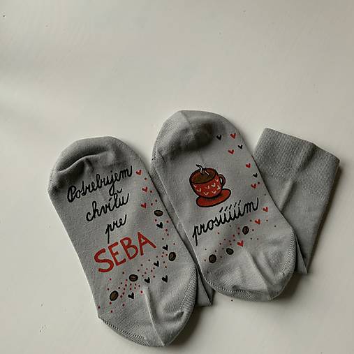 Maľované ponožky pre tých, čo milujú kávu (svetlosivé)