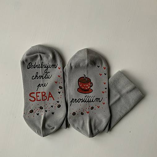 Maľované ponožky pre tých, čo milujú kávu (svetlosivé)
