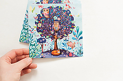 Papier - Pohľadnica "owl tree" - 13065898_