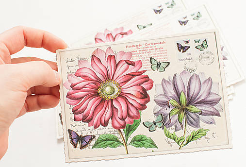 Papier - Pohľadnica "Vintage Dahlia" - 13066096_