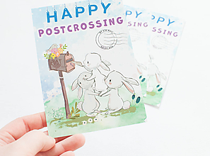 Papier - Pohľadnica "happy postcrossing" - 13066298_