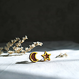 Náušnice - Drevené maľované náušnice Hviezda & Mesiac - 13068213_