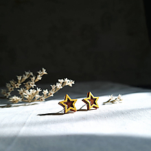 Náušnice - Drevené maľované náušnice Hviezda & Mesiac (Hviezdičky) - 13068205_