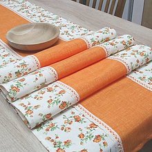 Úžitkový textil - LINDA - jarný oranžovo zelený - stredový obrus 170x40 - 13072049_
