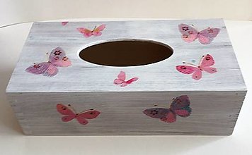 Úložné priestory & Organizácia - Krabička  - ružové motýle - 13073564_