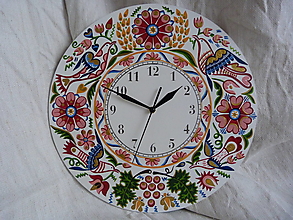 Hodiny - hodiny s Vajnorským ornamentom - ružové - 13076774_