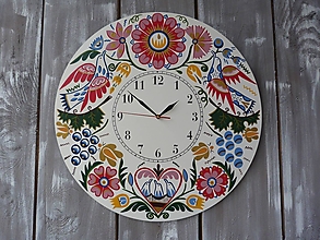 Hodiny - hodiny s Vajnorským ornamentom so srdiečkom - 13076824_