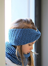 Detské čiapky - ...dievčenský set 100% MERINO vlna SKY BLUE - 13082411_