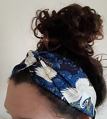 Ozdoby do vlasov - Čelenka překřížená, japonská s jeřáby - 13080231_