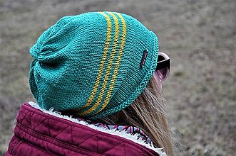 Čiapky, čelenky, klobúky - Zeleno-žltá bavlnená čiapka - 13087048_